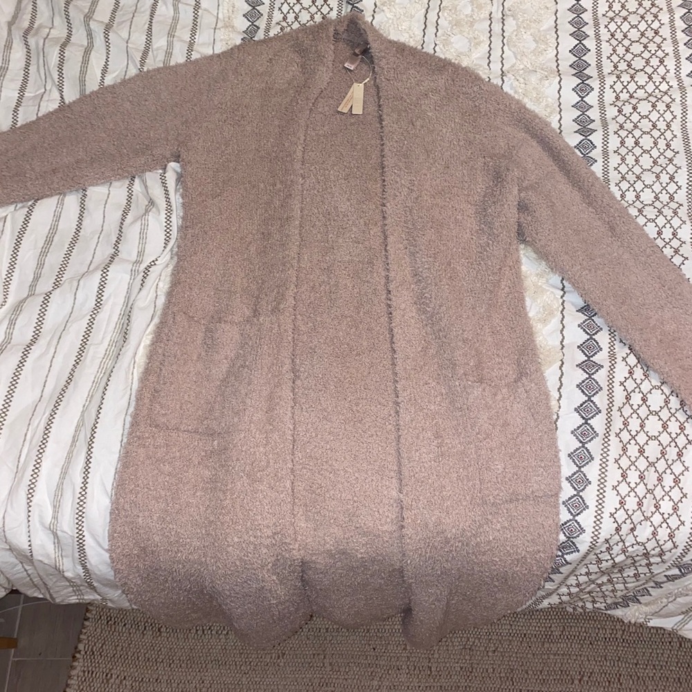 SKIMS Cozy Plush Open-Front Robe in Mauve Taupe